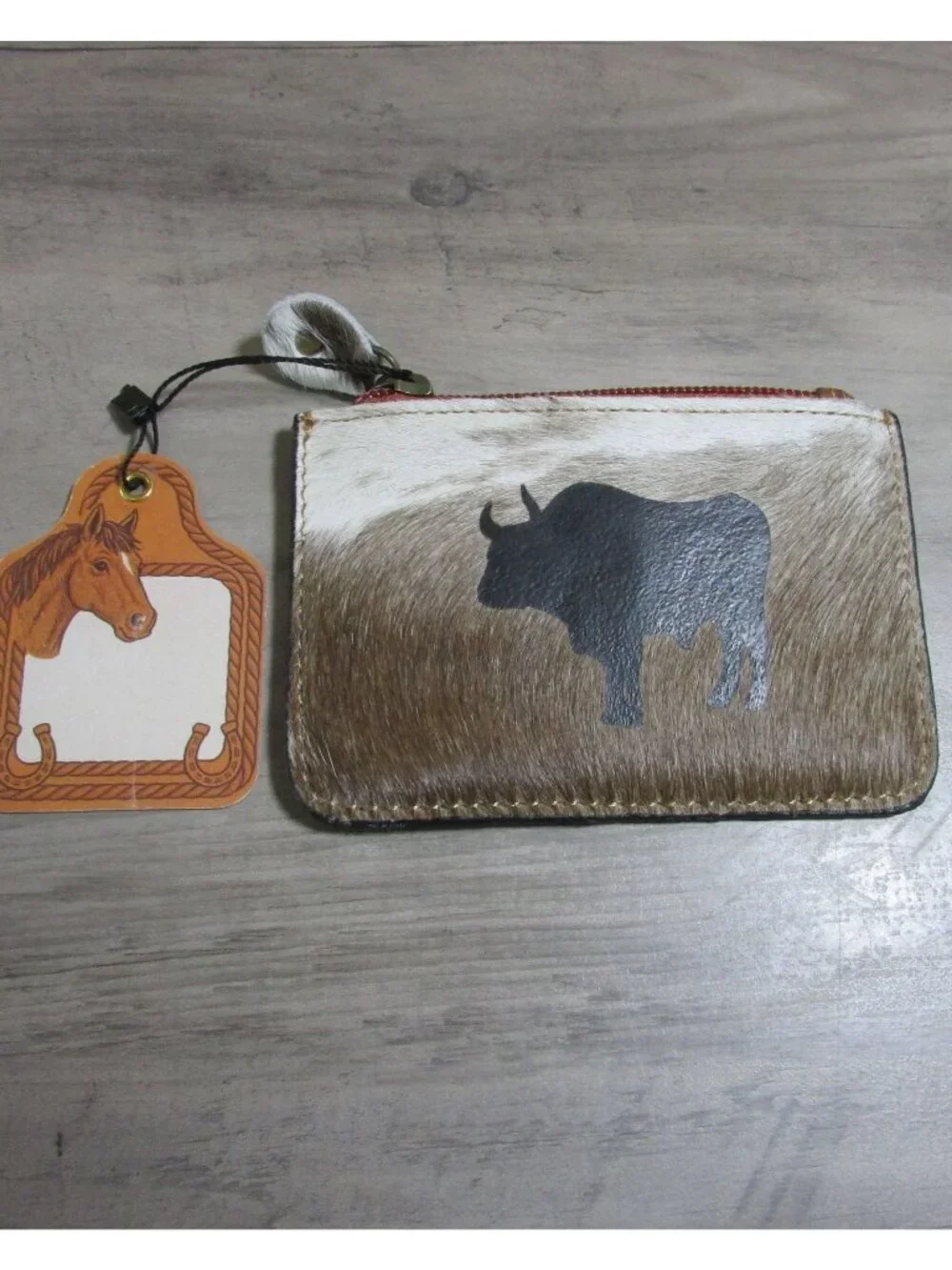 Cowhide & Leather Bull Coin Pouch Purse Wallet